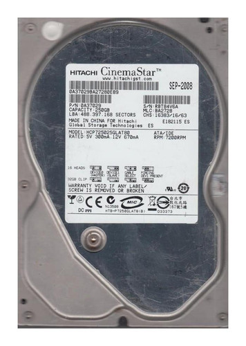 Hitachi CinemaStar 0A37131 250GB 7200rpm SATA 3Gbps 3.5in Hard Drive