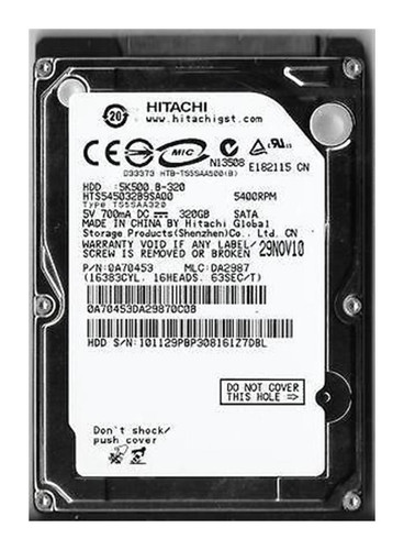 Hitachi Travelstar 0A57913 320GB 5400rpm SATA 3Gbps 2.5in Hard Drive