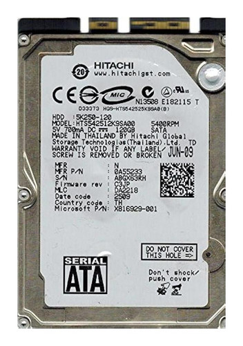 Hitachi HTS54251K9A300 120GB 5400rpm SATA 3Gbps 2.5in Hard Drive