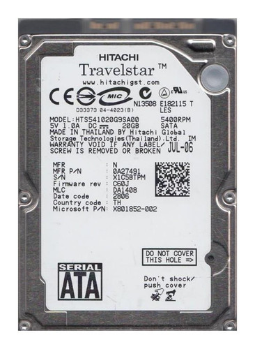 Hitachi 0A26921 20GB 5400rpm SATA 1.5Gbps 2.5in Hard Drive