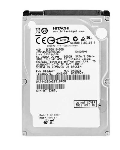 Hitachi Travelstar HTS545050B9SA02 500GB 5400rpm SATA 1.5Gbps 2.5in Hard Drive