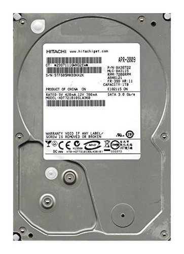 Hitachi HDT721010SLA360 1TB 7200rpm SATA 3Gbps 3.5in Hard Drive