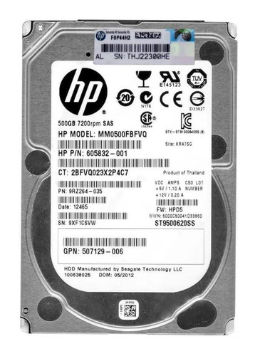 HP 599543-001 500GB 7200rpm SATA 3Gbps 2.5in Hard Drive