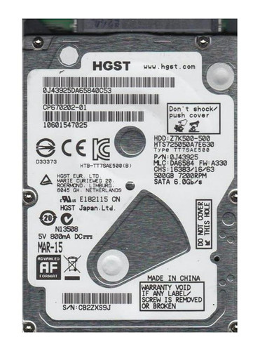 Hitachi Travelstar 0J26085 500GB 7200rpm SATA 6Gbps 512e 2.5in Hard Drive