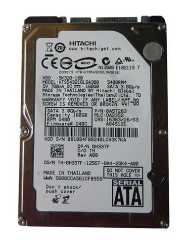 Hitachi Travelstar 0A50567 160GB 5400rpm SATA 1.5Gbps 2.5in Hard Drive