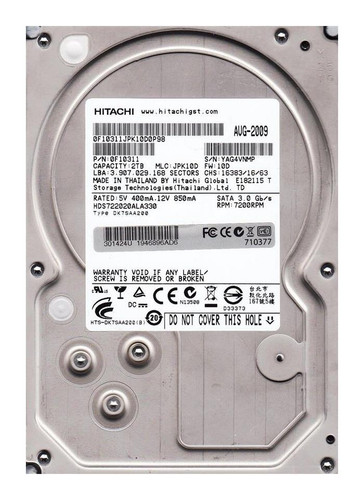 Hitachi 0A37958 2TB 7200rpm SATA 6Gbps 2.5in Hard Drive