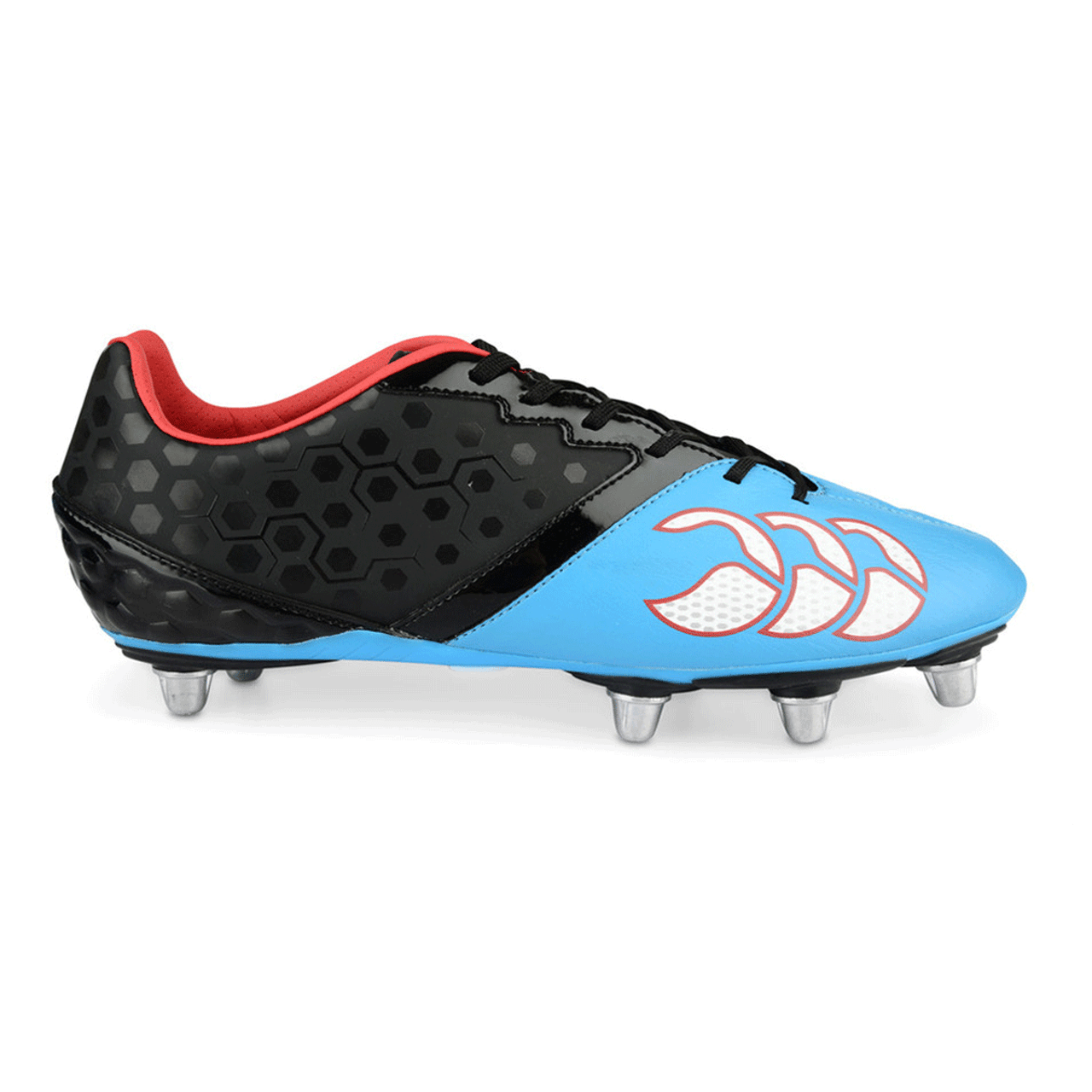 Canterbury Pheonix Club 8 Stud Rugby Boots Black/Dresden Blue on sale at Rugby City 89.99