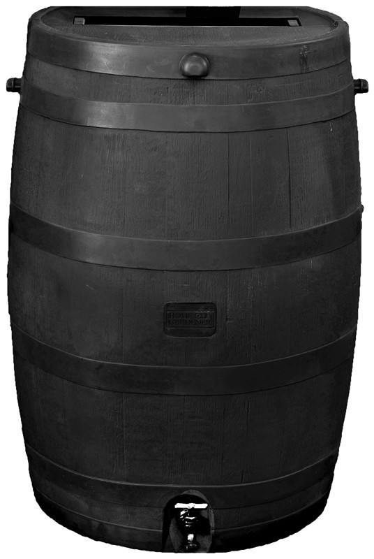 Rain Barrel Black Plastic 50 Gallon Surry General Store