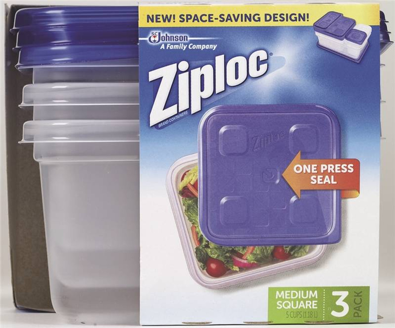 Ziploc Containers & Lids, Square, Small, 1.5 Pint