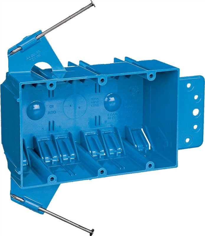 Switch/Outlet Box- 3 Gang- PVC- With Nails & Side Bracket - Surry