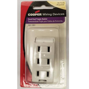 Electrical Cord End- Triple Socket- Non-Polarized- White