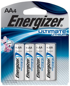 Energizer Battery- L91-4- AA- Lithium 4 Pack