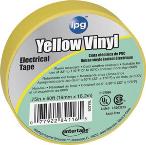 Electrical Tape- Yellow- 3/4" x 60'