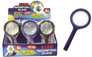 Magnifying Glass-With LED Lights- Glass- 3-1/2" Dia