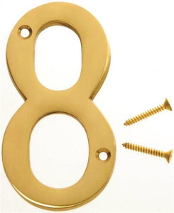 House Number- Solid Brass- "8"- 4" High