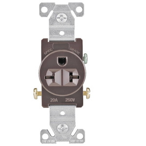 Eaton- 1876B- Single Outlet- 20 Amp 250 VAC- Brown