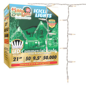 Christmas Icicle Light Set- Clear- 70 Lights- 21" x 114"- Warm Light- 2700K