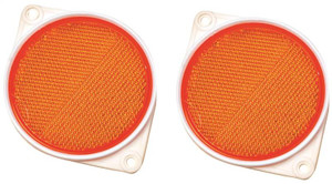 Reflector- Amber- 3-1/4" Dia- 2 Pack