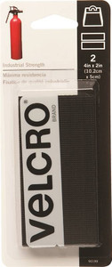 Velcro- 4" x 2"- Adhesive Backed Strip- Black- 2 Pack