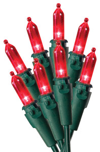 Christmas LED Set- Red- Mini- 50 Lights- Green Wire