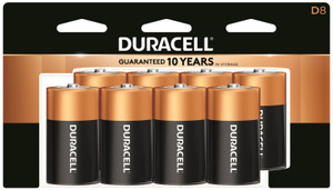 Duracell- Alkaline Battery- 1.5 Volt- "D"- 8 Pack