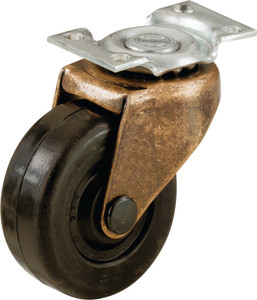 Caster- 2"- Swivel- Rubber Wheel- Bronze- Plate Mount- 2 Pack