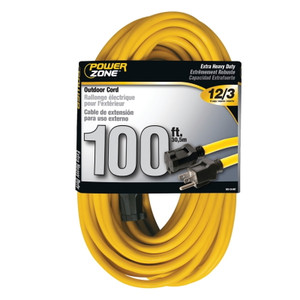 Extension Power Cord- 12/3- 100'- 15 Amp- Yellow