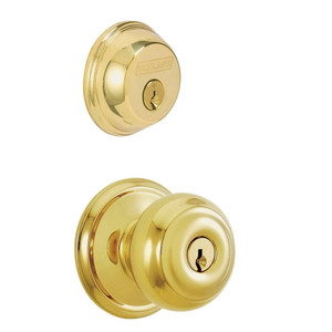 Schlage- Keyed Entry Lockset/Deadbolt- Georgian- Brass Plated