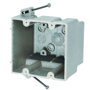 Switch/Outlet Box- Fiberglass- 2 Gang- 3" Deep With Speed Clamps- Nail-On