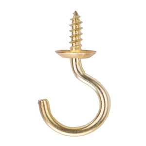 Cup Hook-  1/2"- Brass Plated- 10 Pack