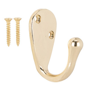 Robe Hook- Single Hook- Brass Plated