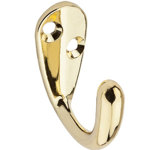 Robe Hook- Single Hook- Brass Plated- 2 Pack