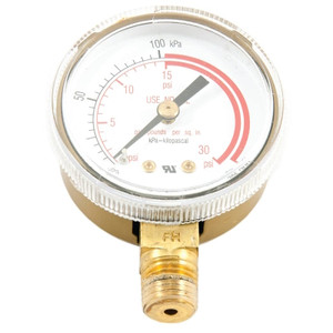 Pressure Gauge- 0 -  30 PSI- 2" Round-  1/4" MPT