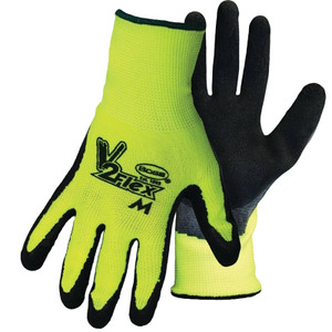 Gloves- Latex- Hi-Vis- Yellow- X-Large- Nylon Lining- Black