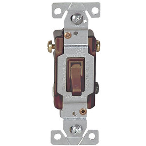 Wall Toggle Switch- 3 Way- 120 VAC- 15 Amp- Brown