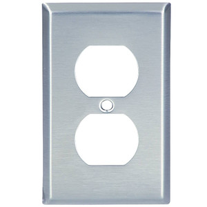 Wall Plate- Receptacle- 1 Gang- Stainless Steel- With Screws