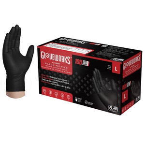 Gloves- Nitrile- Disposable- Large- 6 Mil- 100 Pack- Black