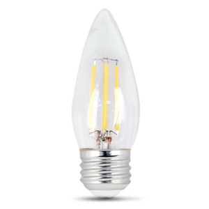 LED- Torpedo Tip- Clear- 300 Lumens- 3.3 Watts- 2700K-E26 Base- 2 Pack
