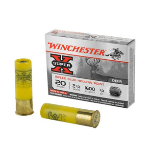 20 Gauge- 2-3/4"- Rifled Slug- Hollow Point- 3/4 Oz- 15 Rounds- Winchester
