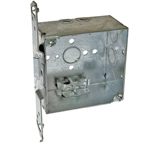 Raco- 8240- Square Steel Box 4" x 2-1/8"- With Mounting Ears Raco- 8240- Square Steel Box 4" x 2-1/8"- With Mounting Ears