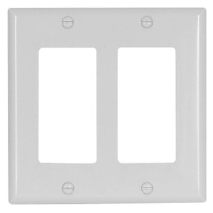 Wall Plate- Deco- 2 Gang- White- Plastic