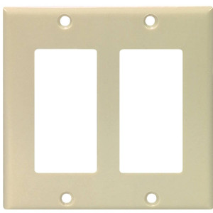Wall Plate- Deco- 2 Gang- Ivory- Plastic