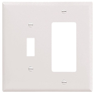 Wall Plate- Combo- Toggle/Deco- 2 Gang- White- Plastic