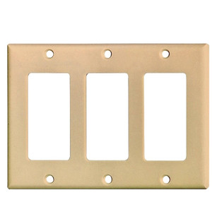 Wall Plate- Deco- 3 Gang- Ivory Plastic