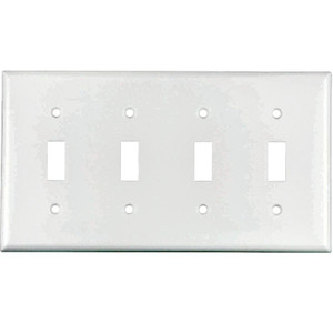 Wall Plate- Toggle- 4 Gang- White- Plastic