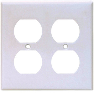 Wall Plate- Duplex- 2 Gang- White- Plastic