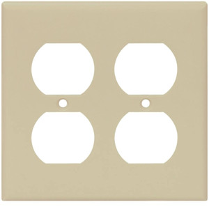 Wall Plate- Duplex- 2 Gang- Ivory- Plastic