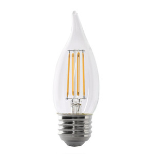 LED- Flame Tip- Clear- 300 Lumens- 2700K- 3.3 Watts- Dimmable- 2 Pack