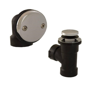 Bath Drain Kit- Waste & Overflow- Toe Lock- Chrome Plated- Less Pipe