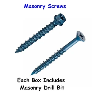 Masonry Screw- Hex Head- 3/16" x 3 1/4"- 100 Pack